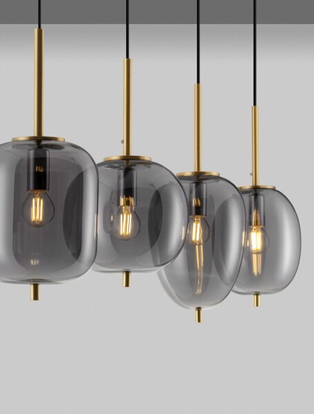 Hängeleuchte 4 flammig in Gold Grau 110 cm lang E27 Retro