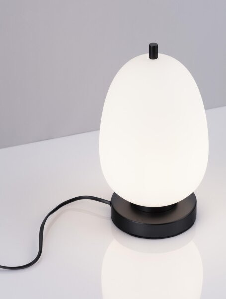 Tischlampe Retro E14 28 cm Schwarz Weiß Glas Metall KENNA