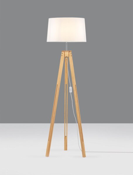 Stehlampe Dreibein E27 145 cm Natur Weiß Skandinavisch