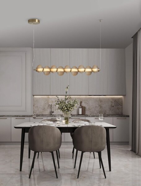 LED Pendelleuchte 97 cm lang in Gold Bernstein dimmbar