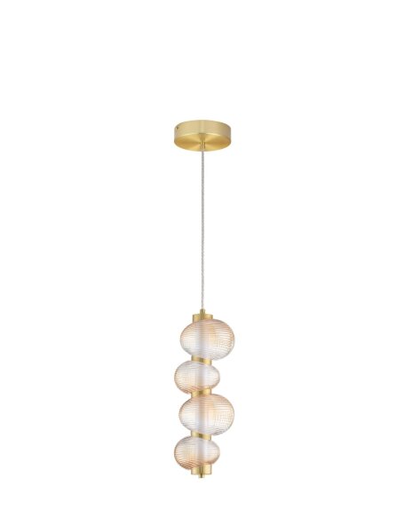 LED Hängelampe in Gold Bernstein 16 cm breit dimmbar schmal