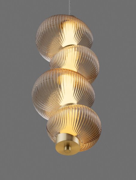 LED Hängelampe in Gold Bernstein 16 cm breit dimmbar schmal