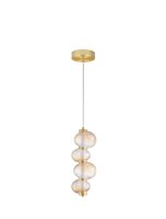 LED H&auml;ngelampe in Gold Bernstein 16 cm breit dimmbar schmal