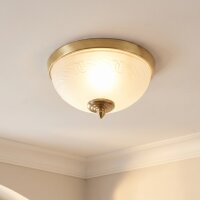 Glas Deckenleuchte in Messing rund Wohnzimmer