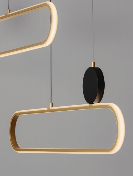 LED Pendelleuchte 121 cm lang in Schwarz Gold dimmbar KIRBY