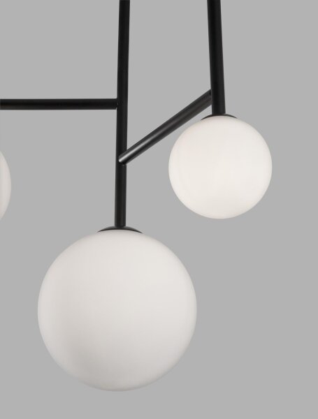 Deckenlampe rund G9 49 cm breit Schwarz Weiß Glas 3 flammig