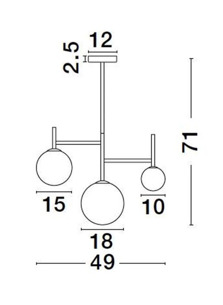 Deckenlampe rund G9 49 cm breit Schwarz Weiß Glas 3 flammig