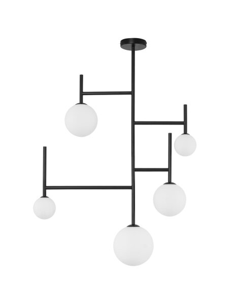Deckenleuchte Schwarz Weiß 73 cm breit G9 Glas rund Kugel