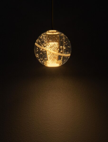 LED Pendelleuchte rund Ø 12 cm in Gold Schwarz warmweiß