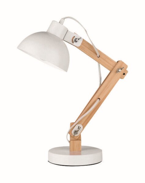 Tischlampe Retro Natur Weiß 59 cm E27 Holz Metall KODY