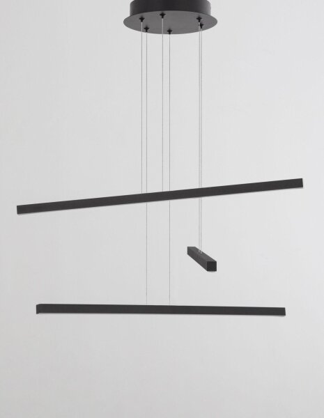 LED Pendelleuchte 55 cm breit Schwarz höhenverstellbar