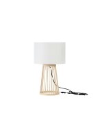 Tischlampe E27 50 cm Natur Weiß Bambus Stoffschirm...