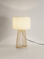 Tischlampe E27 50 cm Natur Weiß Bambus Stoffschirm...