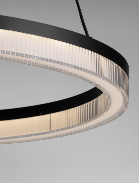 LED Pendelleuchte Schwarz Ø 60 cm dimmbar Ring warmweiß