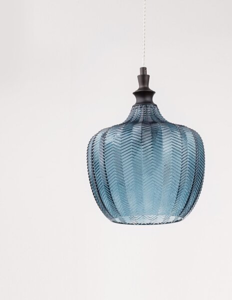 Pendelleuchte E27 Ø 24 cm Schwarz Blau höhenverstellbar