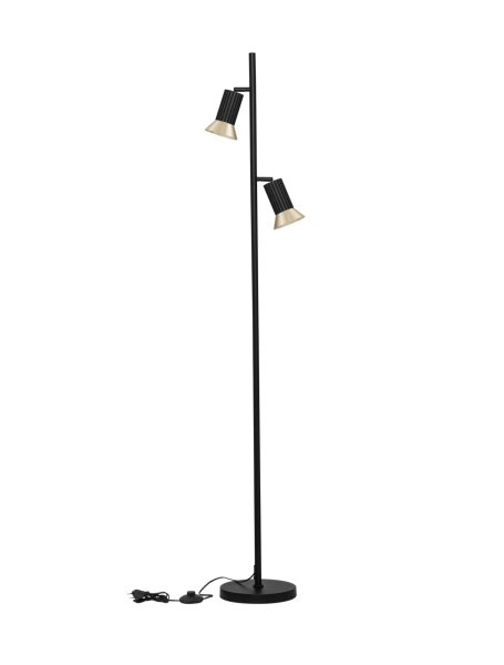 Stehleuchte 2 Spots GU10 schwenkbar 154 cm in Schwarz Gold
