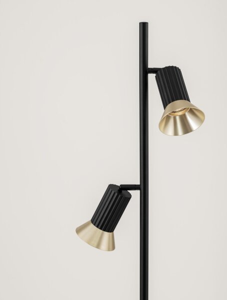 Stehleuchte 2 Spots GU10 schwenkbar 154 cm in Schwarz Gold