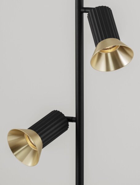 Stehleuchte 2 Spots GU10 schwenkbar 154 cm in Schwarz Gold