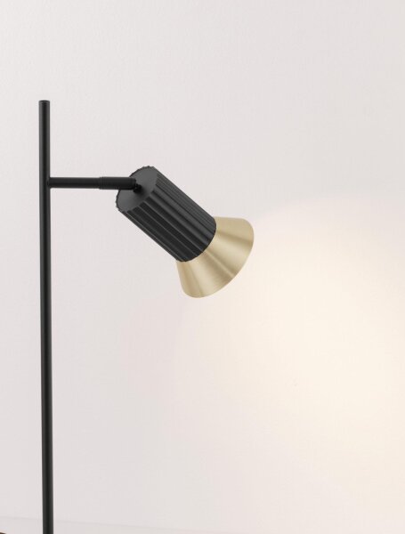 Tischleuchte GU10 schwenkbar 50 cm in Schwarz Gold Aluminium