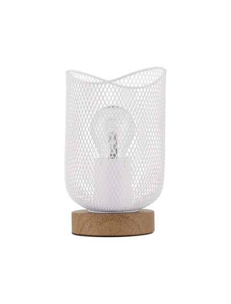 Tischlampe Natur Weiß 17 cm E27 Holz Metall LEITH Modern