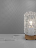 Tischlampe Natur Weiß 17 cm E27 Holz Metall LEITH...