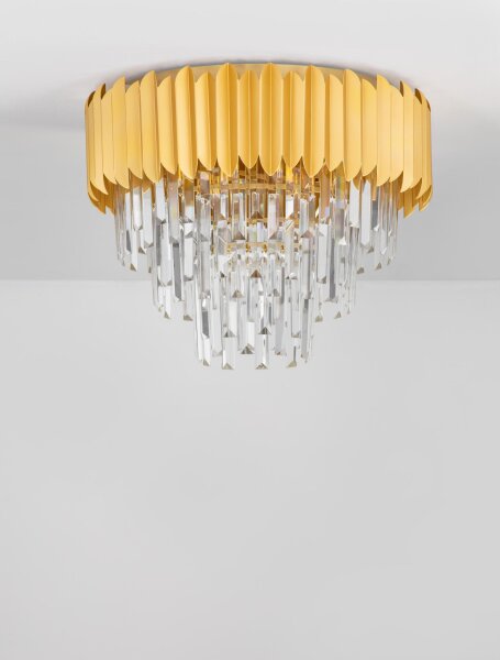 Deckenlampe in Gold Ø 50 cm E14 Klassisch Kristall 6 flammig