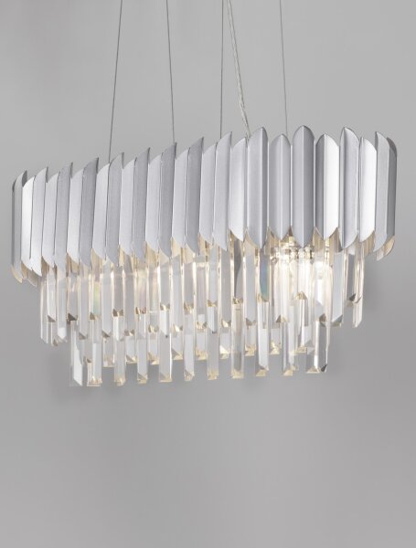 Hängelampe E14 70 cm lang in Chrom höhenverstellbar Kristall