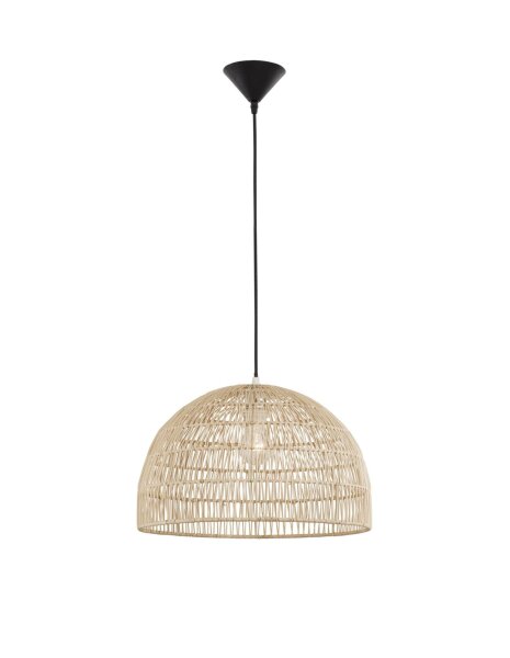 Hängelampe Schwarz Beige Ø 40 cm E27 Rattan Metall rund