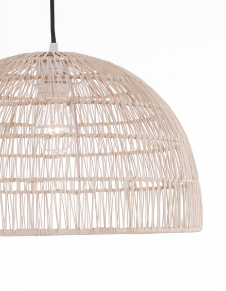 Hängelampe Schwarz Beige Ø 40 cm E27 Rattan Metall rund