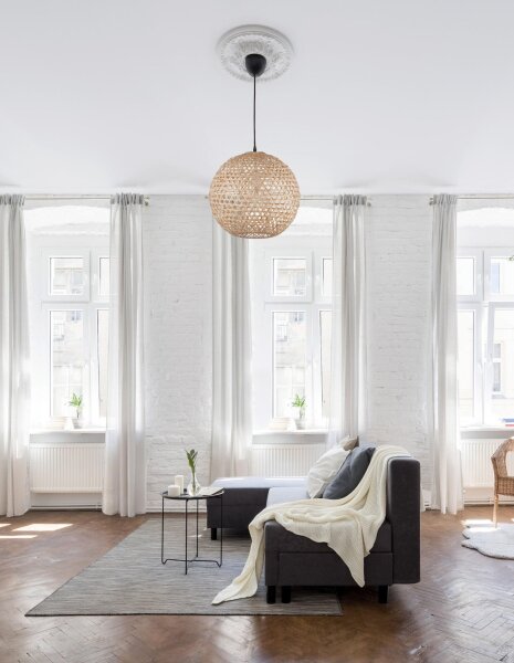 Hängeleuchte Schwarz Beige Ø 40 cm E27 höhenverstellbar rund