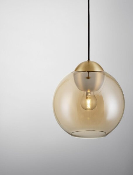 Hängelampe Retro in Gold Bernstein Ø 24 cm E27 LOREN
