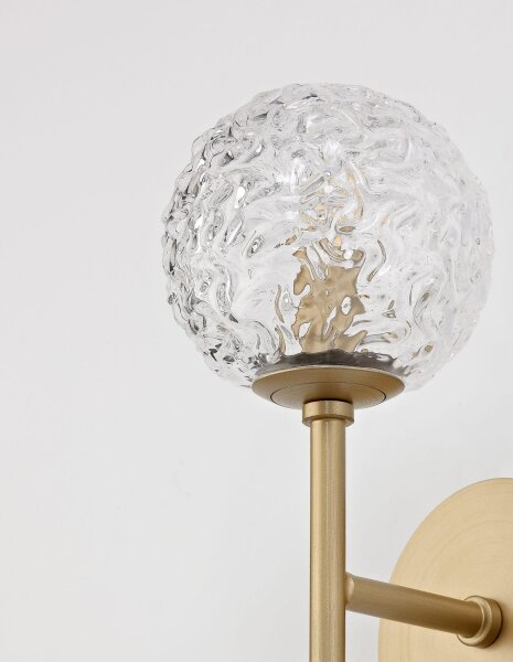 Wandlampe rund G9 35 cm hoch in Gold Vintage Klarglas Metall