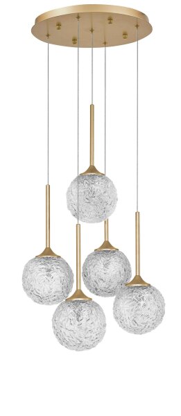 Hängelampe G9 42 cm breit in Gold höhenverstellbar Vintage