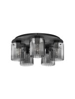 Deckenleuchte Retro Schwarz Grau &Oslash; 50 cm E27 Rauchglas