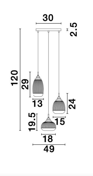 Pendelleuchte Klarglas Metall E14 in Gold 49 cm breit MAIRA
