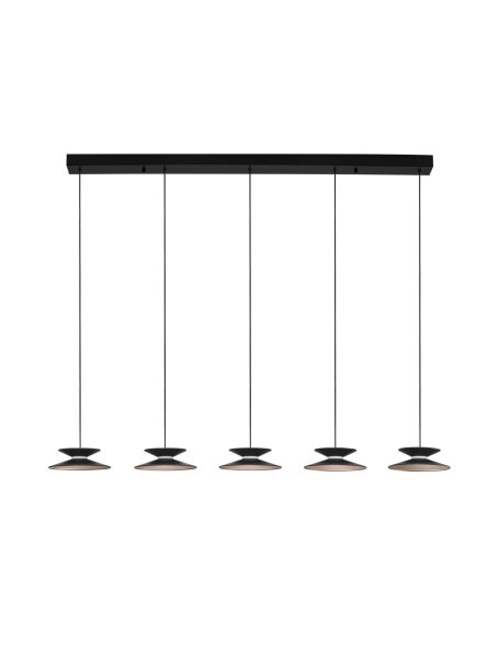 LED Hängelampe in Schwarz Gold 132 cm lang dimmbar 5 flammig