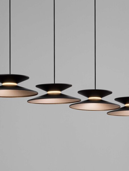 LED Hängelampe in Schwarz Gold 132 cm lang dimmbar 5 flammig