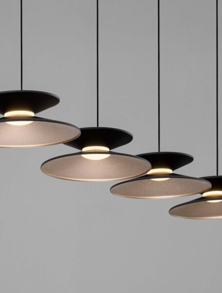 LED Hängelampe in Schwarz Gold 132 cm lang dimmbar 5 flammig
