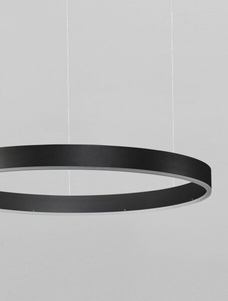 LED Pendelleuchte Schwarz Ø 60 cm dimmbar Ring CCT Aluminium