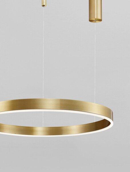 Runder LED Kronleuchter Ø 60 cm in Gold dimmbar Ring MANDA