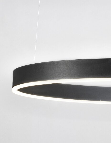 LED Pendelleuchte dimmbar Schwarz Ø 80 cm Ring warmweiß