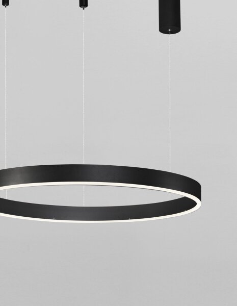 LED Kronleuchter Ø 60 cm dimmbar Schwarz höhenverstellbar
