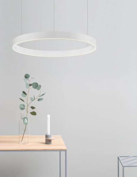 Moderner LED Kronleuchter Ø 60 cm Weiß dimmbar Ring warmweiß