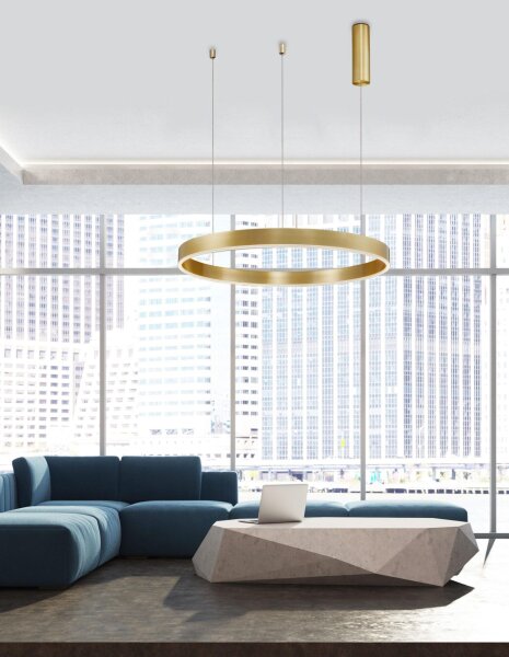 LED Pendelleuchte Ring in Gold Ø 80 cm dimmbar warmweiß