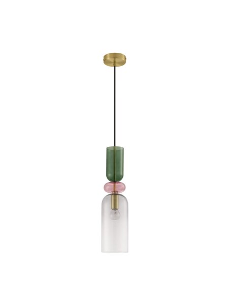 Pendelleuchte schmal E14 10,8 cm breit in Gold Grau Grün