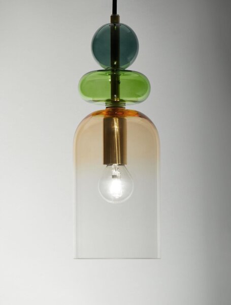 Hängelampe Kunstvoll in Orange Grün Gold 10,8 cm breit E14