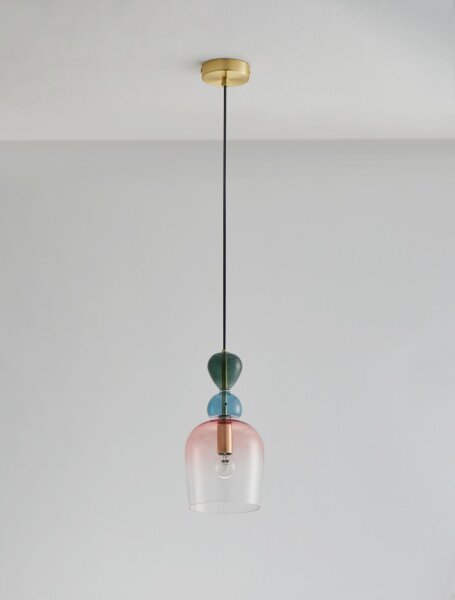 Hängeleuchte in Gold Rosé Grün 15,7 cm breit E14 Kunstvoll