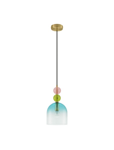 Pendelleuchte Glas Metall E14 in Gold Blau Rosé 16 cm breit