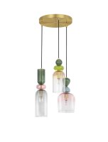 H&auml;ngelampe E14 42 cm breit in Gold Bunt h&ouml;henverstellbar