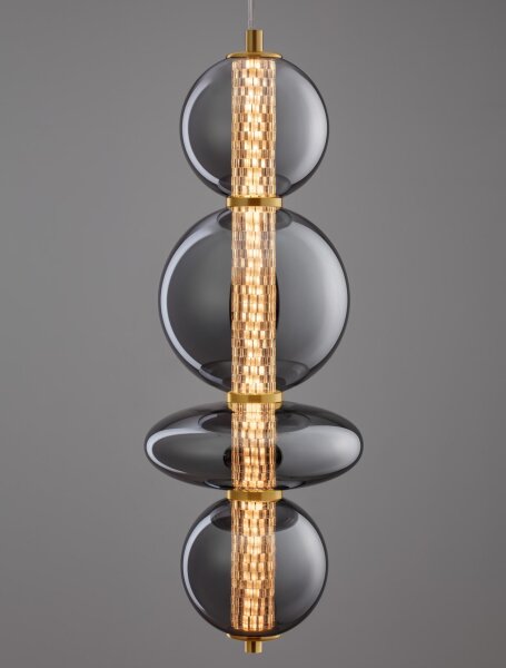 LED Pendelleuchte rund Ø 26 cm in Gold Grau höhenverstellbar